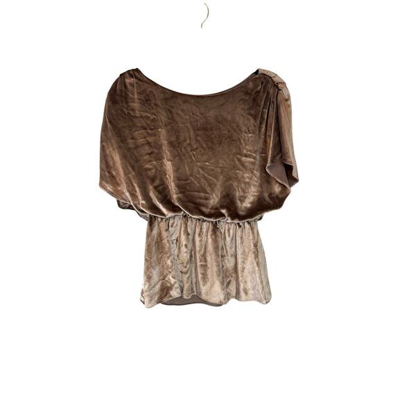 Alice + Olivia brown velvet drape silk blend peplum top - Picture 1 of 4